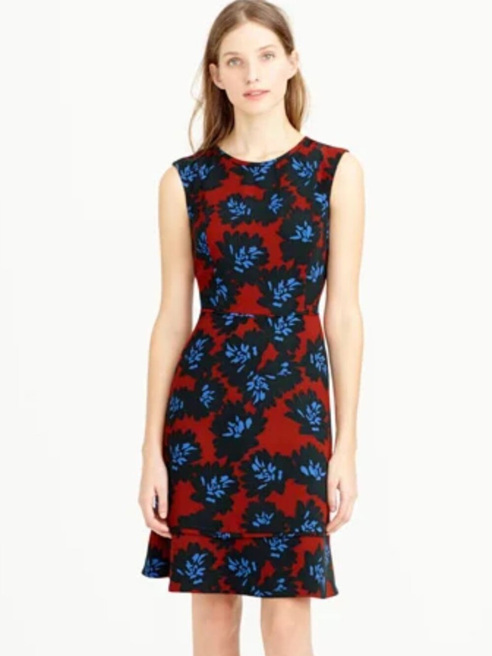 J.Crew Fireworks Floral Red Black Blue NEW Size 8
